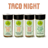Taco Night Essentials Bundle
TruFlavor Taco Night Essentials Bundle with four seasoning blends on a white background.
Taco Bout Birria, Fajita Fiesta, Cuban Adobo, and The Real Dill Ranch blends in jars and bags on a white background.
