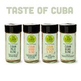 Taste of Cuba Bundle
TruFlavor Taste of Cuba Bundle with four seasoning blends on a white background.
Cuban Mojo, Cuban Adobo, Cuban Beans, and Cuban Chicken & Rice blends in jars and bags on a white background.